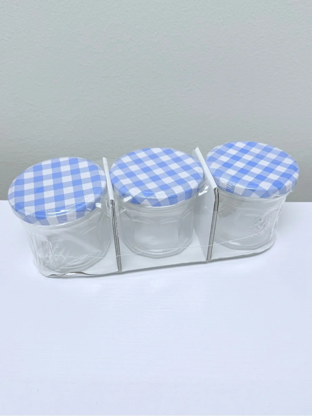 Set of 3 Small Glass Jars with Blue Gingham Lids Target Bullseye Playground